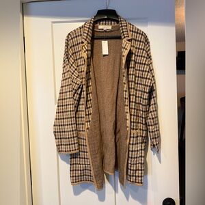 Loft Plaid Brown Sweater Coat